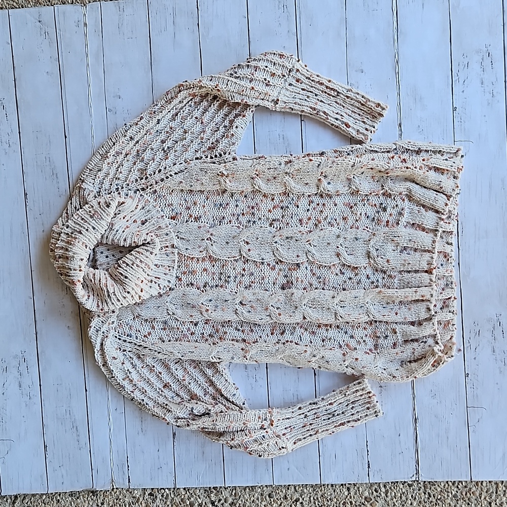 Moon & Madison Neutral Cowl Neck Cable‎ knit Sweater Size XS